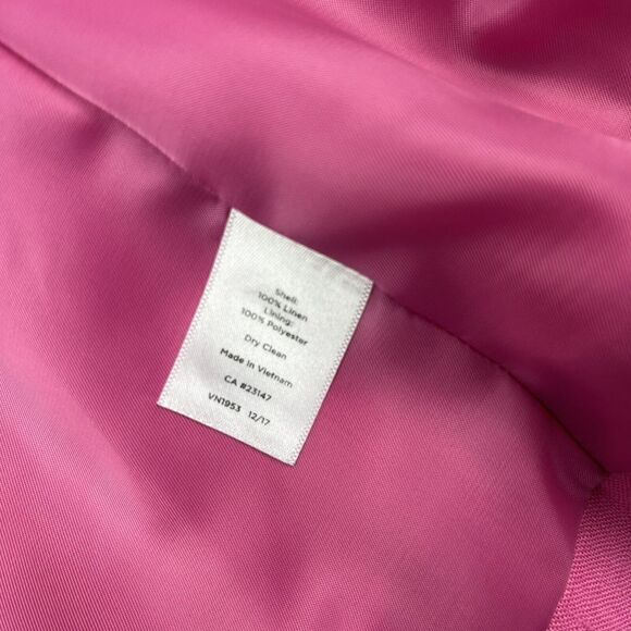 Talbots Linen Collarless Jacket size 6 Peplum Blazer Pink Preppy Academia - Picture 12 of 13